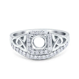14K White Gold 0.23ct Round Art Deco 5mm G SI Semi Mount Diamond Engagement Wedding Ring