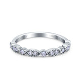 14K White Gold 0.23ct Round 2mm G SI Half Eternity Diamond Bands Engagement Wedding Ring Size 6.5