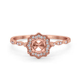 14K Rose Gold 0.15ct Round Petite Dainty 6mm G SI Semi Mount Diamond Engagement Wedding Ring