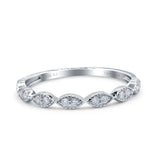 14K White Gold 0.15ct Round 2mm G SI Half Eternity Art Deco Band Diamond Engagement Wedding Ring