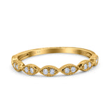 14K Yellow Gold 0.15ct Round 2mm G SI Half Eternity Art Deco Band Diamond Engagement Wedding Ring