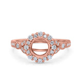 14K Rose Gold 0.41ct Floral Art Deco Round 6mm G SI Semi Mount Diamond Engagement Wedding Ring