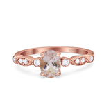 14K Rose Gold 1.4ct Oval Vintage Style 8mmx6mm G SI Natural Morganite Diamond Engagement Wedding Ring Size 6.5