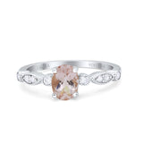 14K White Gold 1.4ct Oval Vintage Style 8mmx6mm G SI Natural Morganite Diamond Engagement Wedding Ring Size 6.5
