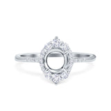14K White Gold 0.33ct Halo Vintage Round 7mm G SI Semi Mount Diamond Engagement Wedding Ring