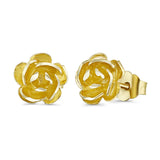 14K Yellow Gold Rose Stud Earrings (7mm)