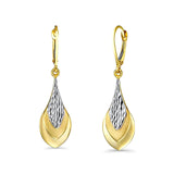 14K Two Tone Gold Teardrop Dangle Earrings (42mm)