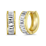 14K Two Tone Gold 5mm Thickness Huggie Hoop Earrings (15mm Diameter)