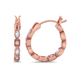14K Rose Gold Art Deco Hoop Earrings Marquise Round Simulated CZ