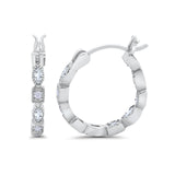 14K White Gold Art Deco Hoop Earrings Marquise Round Simulated CZ