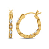 14K Yellow Gold Art Deco Hoop Earrings Marquise Round Simulated CZ