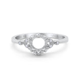 14K White Gold 0.06ct Round Art Deco Fashion 7mm G SI Semi Mount Diamond Engagement Wedding Ring