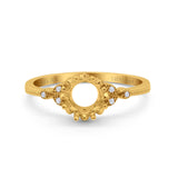 14K Yellow Gold 0.06ct Round Art Deco Fashion 7mm G SI Semi Mount Diamond Engagement Wedding Ring