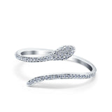 14K White Gold Round Petite Dainty Snake Eternity Simulated CZ Wedding Engagement Ring