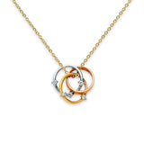 14K Tri Color Gold CZ Necklace 17" + 1" Extension