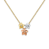 14K Tri Color Gold CZ Necklace 17" + 1" Extension