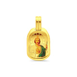 14K Yellow Gold St. Jude Enamel Picture Religious Pendant 23mmX18mm 1.5 grams