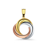 14K Tri Color Gold 3 Round Infinity Pendant 26mmX20mm 1.5 grams