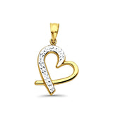 14K Two Tone Gold Heart Pendant 23mmX15mm 1.0 grams