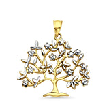 14K Two Tone Gold Family Tree Pendant 29mmX26mm 2.1 grams