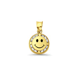 14K Yellow Gold CZ Smile Pendant 17mmX9mm 0.7 grams