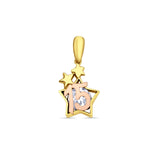 14K Two Tone Gold CZ 15Years Pendant 20mmX10mm 1.4 grams