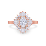 14K Rose Gold Vintage Oval Halo Bridal Wedding Engagement Ring Simulated CZ Size-7