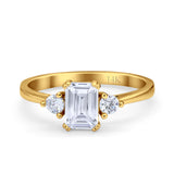 14K Yellow Gold Emerald Cut Wedding Engagement Ring Simulated CZ Size-7
