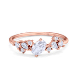 14K Rose Gold Art Deco Engagement Band Rings Oval Simulated CZ Size 7