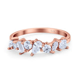14K Rose Gold Art Deco Wedding Ring Baguette Eternity Simulated Cubic Zirconia Size-7