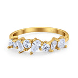 14K Yellow Gold Art Deco Wedding Ring Baguette Eternity Simulated Cubic Zirconia Size-7