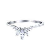 14K White Gold Engagement Rings Band Marquise Round Simulated Cubic Zirconia