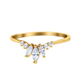 14K Yellow Gold Engagement Rings Band Marquise Round Simulated Cubic Zirconia