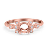 14K Rose Gold 0.09ct Round 7mm G SI Semi Mount Diamond Engagement Wedding Ring Size 6.5