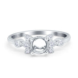 14K White Gold 0.09ct Round 7mm G SI Semi Mount Diamond Engagement Wedding Ring Size 6.5