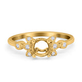 14K Yellow Gold 0.09ct Round 7mm G SI Semi Mount Diamond Engagement Wedding Ring Size 6.5