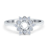 14K White Gold 0.17ct Round 6mm G SI Semi Mount Diamond Engagement Wedding Ring