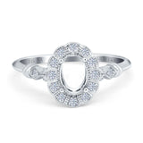 14K White Gold 0.14ct Oval 7mmx5mm G SI Semi Mount Diamond Engagement Wedding Ring Size 6.5