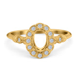 14K Yellow Gold 0.14ct Oval 7mmx5mm G SI Semi Mount Diamond Engagement Wedding Ring Size 6.5