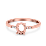 14K Rose Gold 0.07ct Oval 8mmx6mm G SI Semi Mount Diamond Engagement Wedding Ring