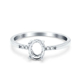 14K White Gold 0.07ct Oval 8mmx6mm G SI Semi Mount Diamond Engagement Wedding Ring Size 6.5