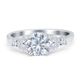 14K White Gold Art Deco Vintage Style Wedding Engagement Ring Round Marquise Simulated CZ Size-7
