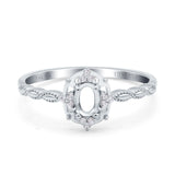 14K White Gold 0.07ct Oval 6mmx4mm G SI Semi Mount Diamond Engagement Wedding Ring Size 6.5