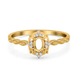 14K Yellow Gold 0.07ct Oval 6mmx4mm G SI Semi Mount Diamond Engagement Wedding Ring Size 6.5