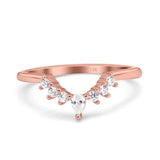 14K Rose Gold Curved Eternity Stackable Wedding Band Ring Simulated Cubic Zirconia