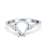 14K White Gold 0.08ct Pear 8mmx6mm G SI Semi Mount Diamond Engagement Wedding Ring