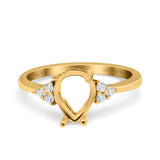 14K Yellow Gold 0.08ct Pear 8mmx6mm G SI Semi Mount Diamond Engagement Wedding Ring