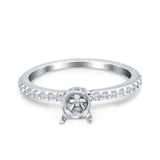 14K White Gold 0.30ct Round 6mm G SI Semi Mount Diamond Engagement Wedding Ring Size 6.5