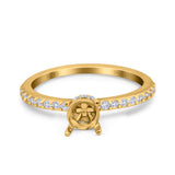 14K Yellow Gold 0.30ct Round 6mm G SI Semi Mount Diamond Engagement Wedding Ring Size 6.5