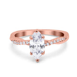 14K Rose Gold Infinity Twist Marquise Wedding Ring Simulated Cubic Zirconia Size-7